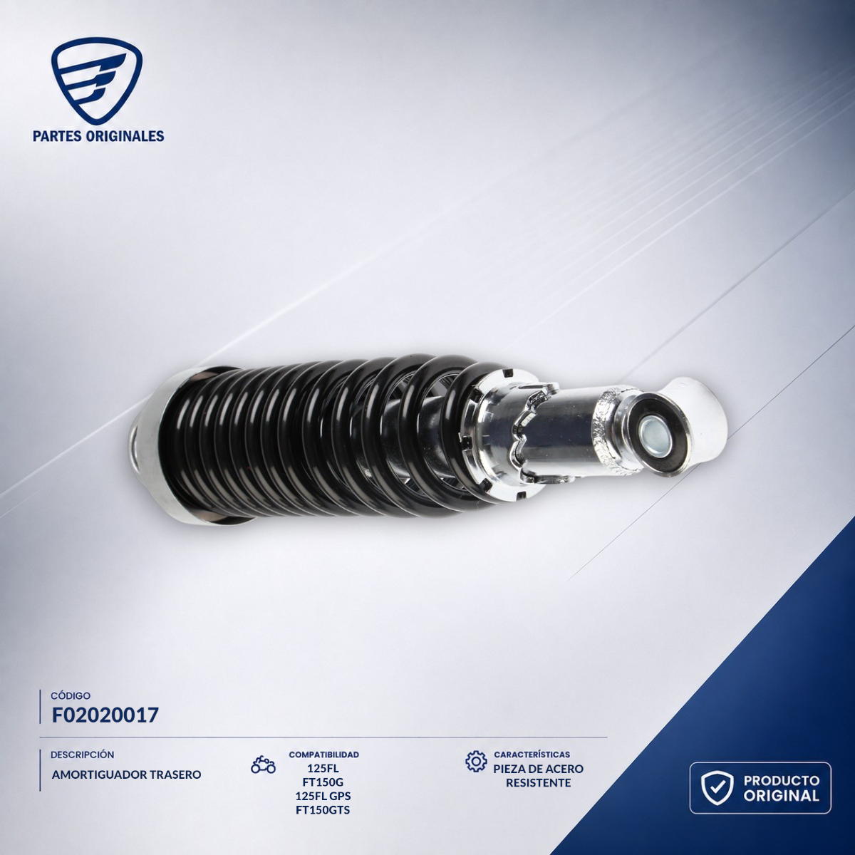 F02020017 IAMO004 AMORTIGUADOR TRASERO DT150 SPORT, FT150, FT150_G, FT150G NEGRA, FT150GTS, 125FL, 125FLPL, 125FL GPS, FT150GTSII, FT200