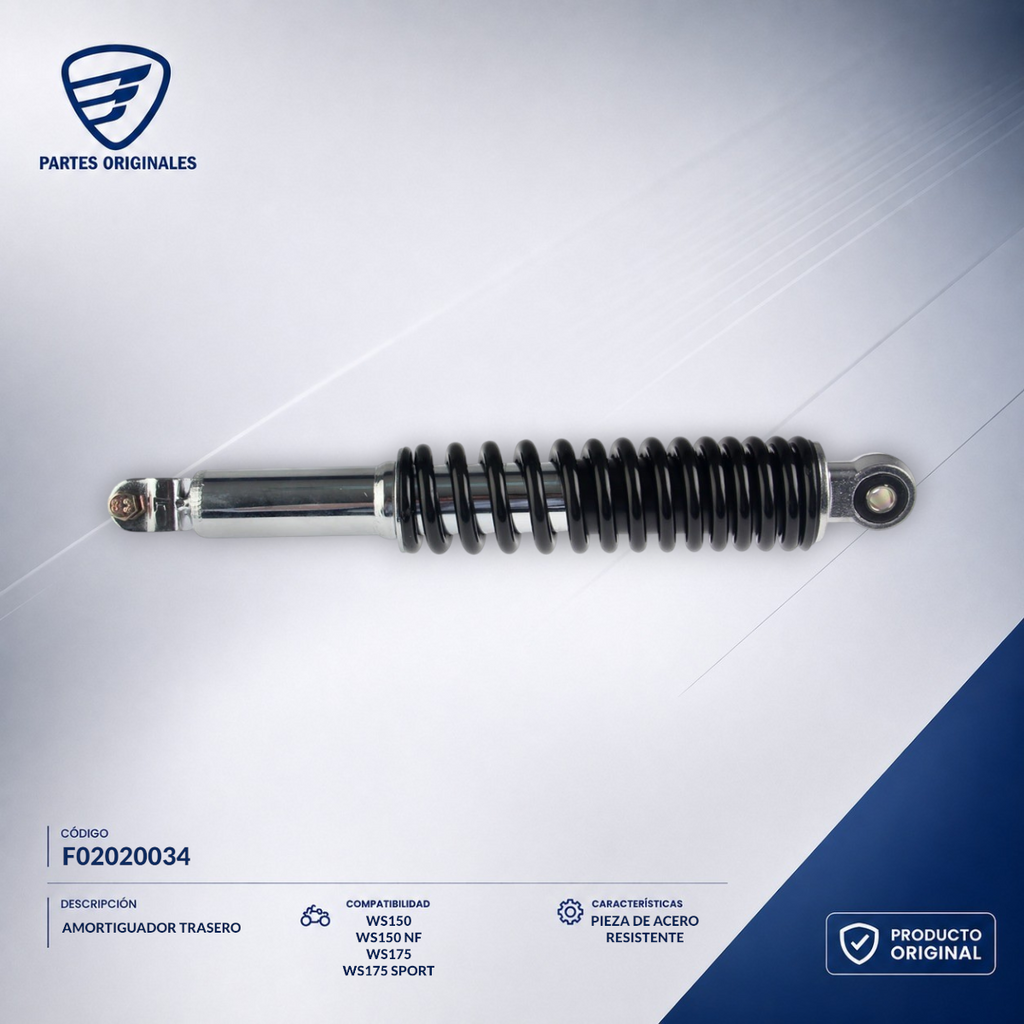 F02020034 IAMO007 AMORTIGUADOR TRAS W150, WS150, WS150 NF, WS150 SPORT, WS175, WS175 SPORT, XW150