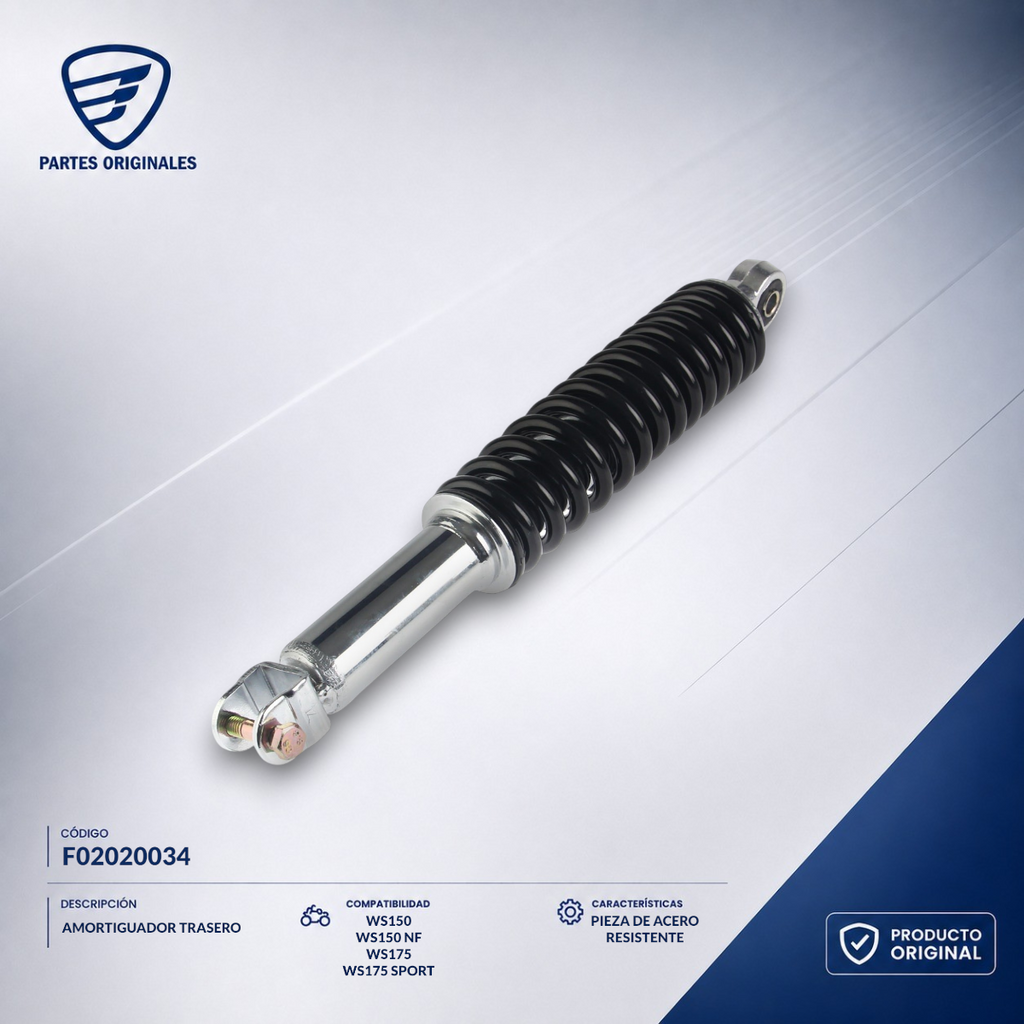 F02020034 IAMO007 AMORTIGUADOR TRAS W150, WS150, WS150 NF, WS150 SPORT, WS175, WS175 SPORT, XW150