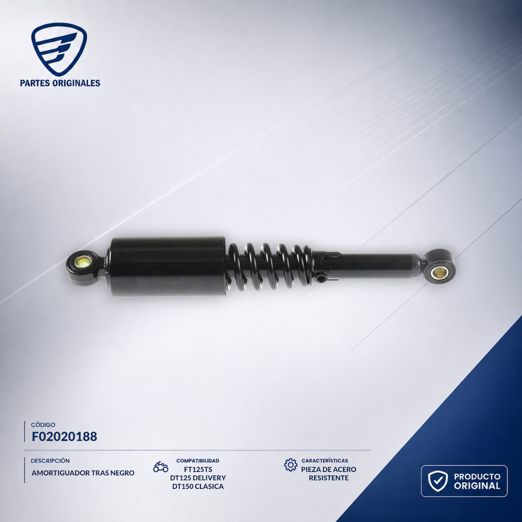 F02020188 IAMO009 AMORTIGUADOR TRAS NEGRO FT150HJ