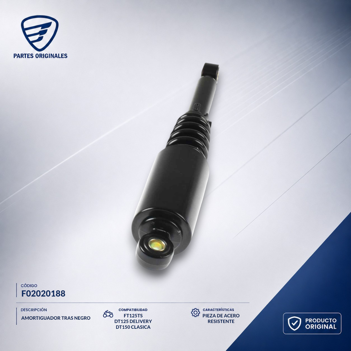 F02020188 IAMO009 AMORTIGUADOR TRAS NEGRO FT150HJ