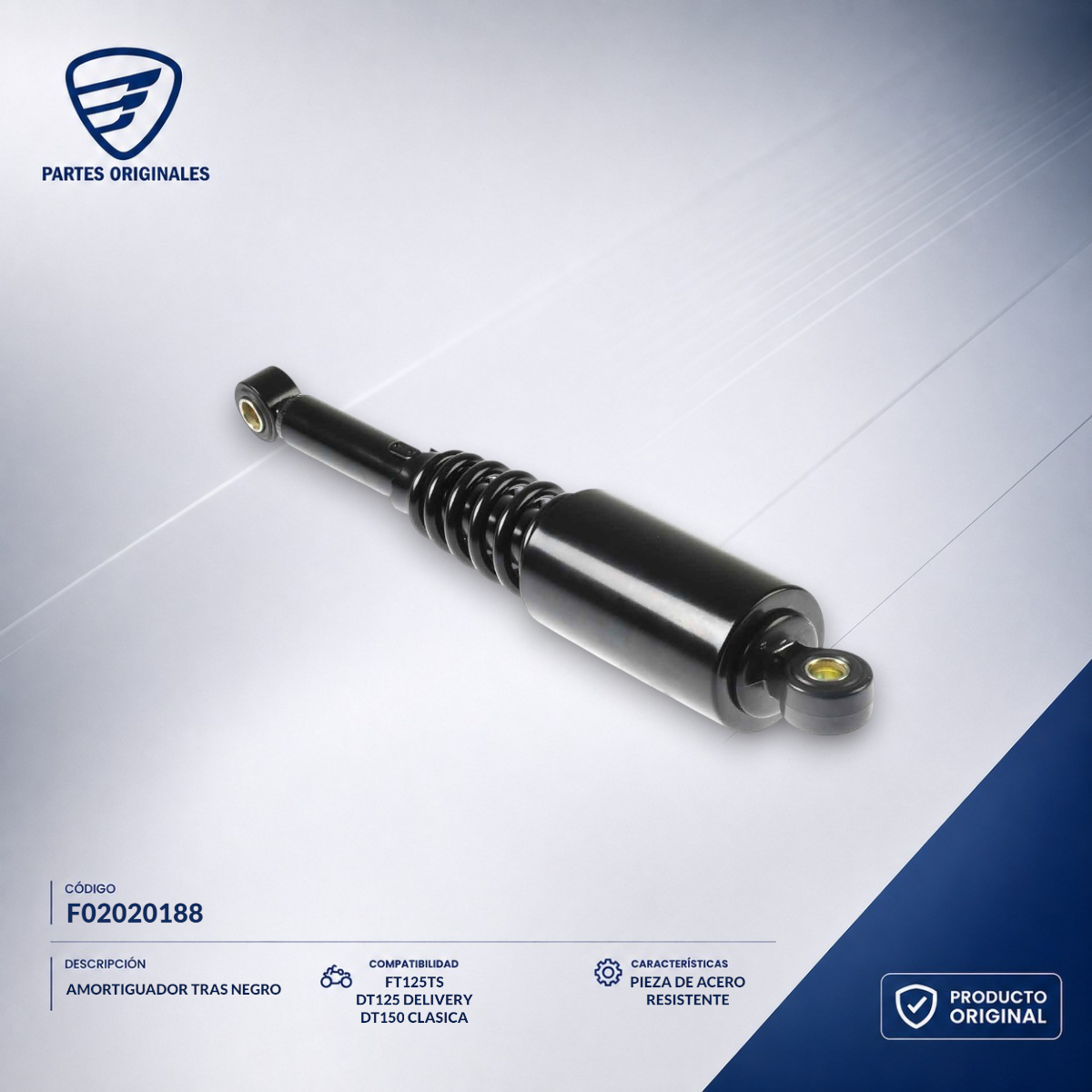 F02020188 IAMO009 AMORTIGUADOR TRAS NEGRO FT150HJ