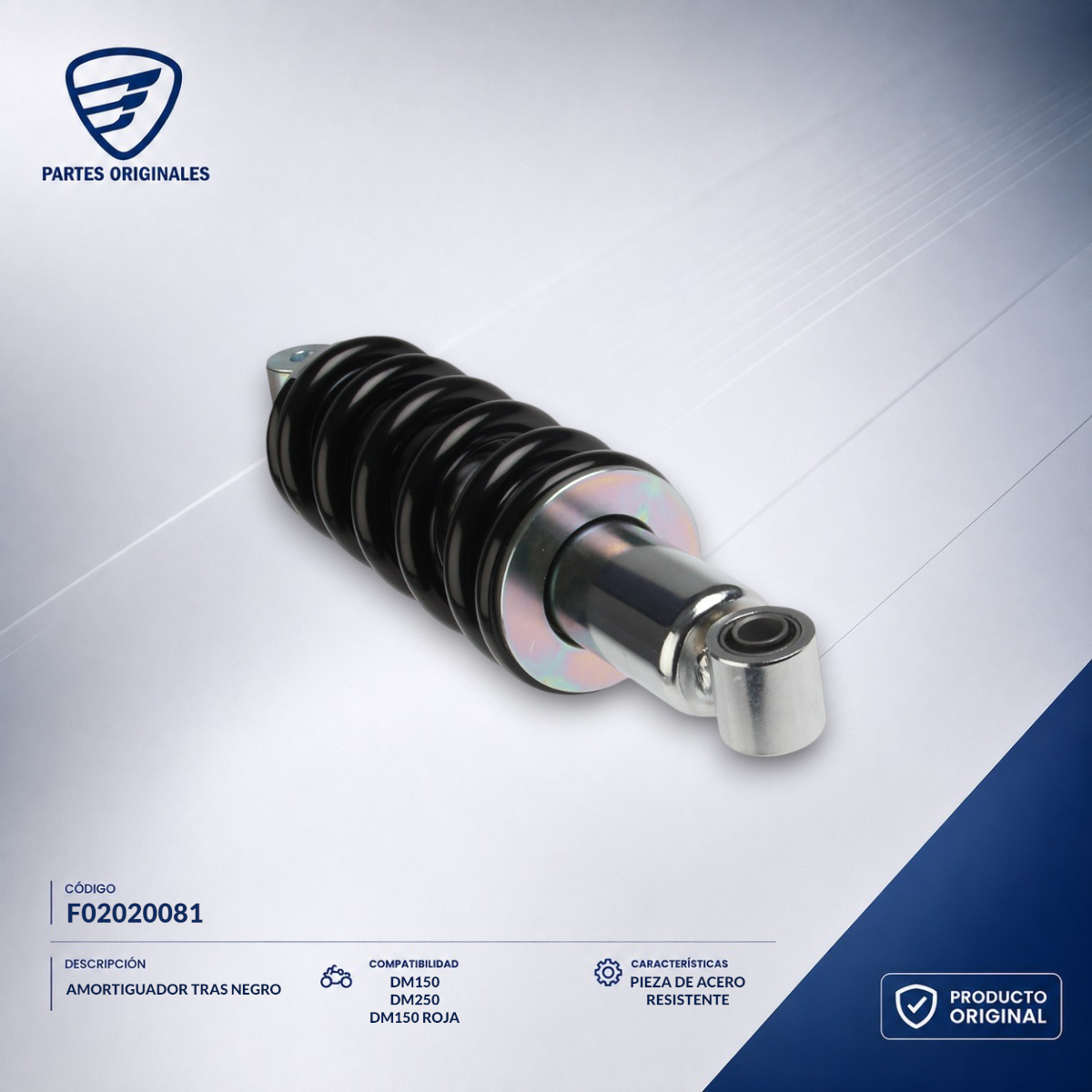F02020081 IAMO042 AMORTIGUADOR TRAS NEGRO DM250, DM150
