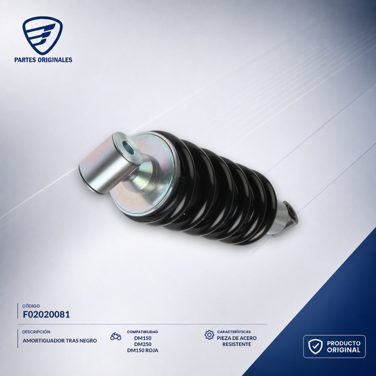 F02020081 IAMO042 AMORTIGUADOR TRAS NEGRO DM250, DM150