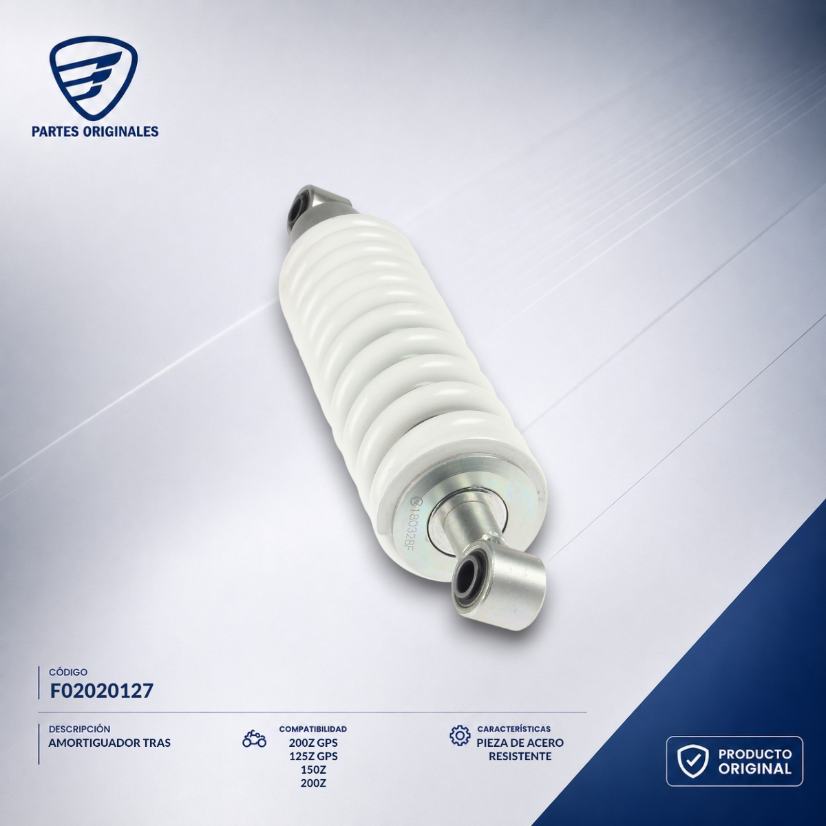 F02020127 IAMO046 AMORTIGUADOR TRAS BLANCO 150Z, 200Z