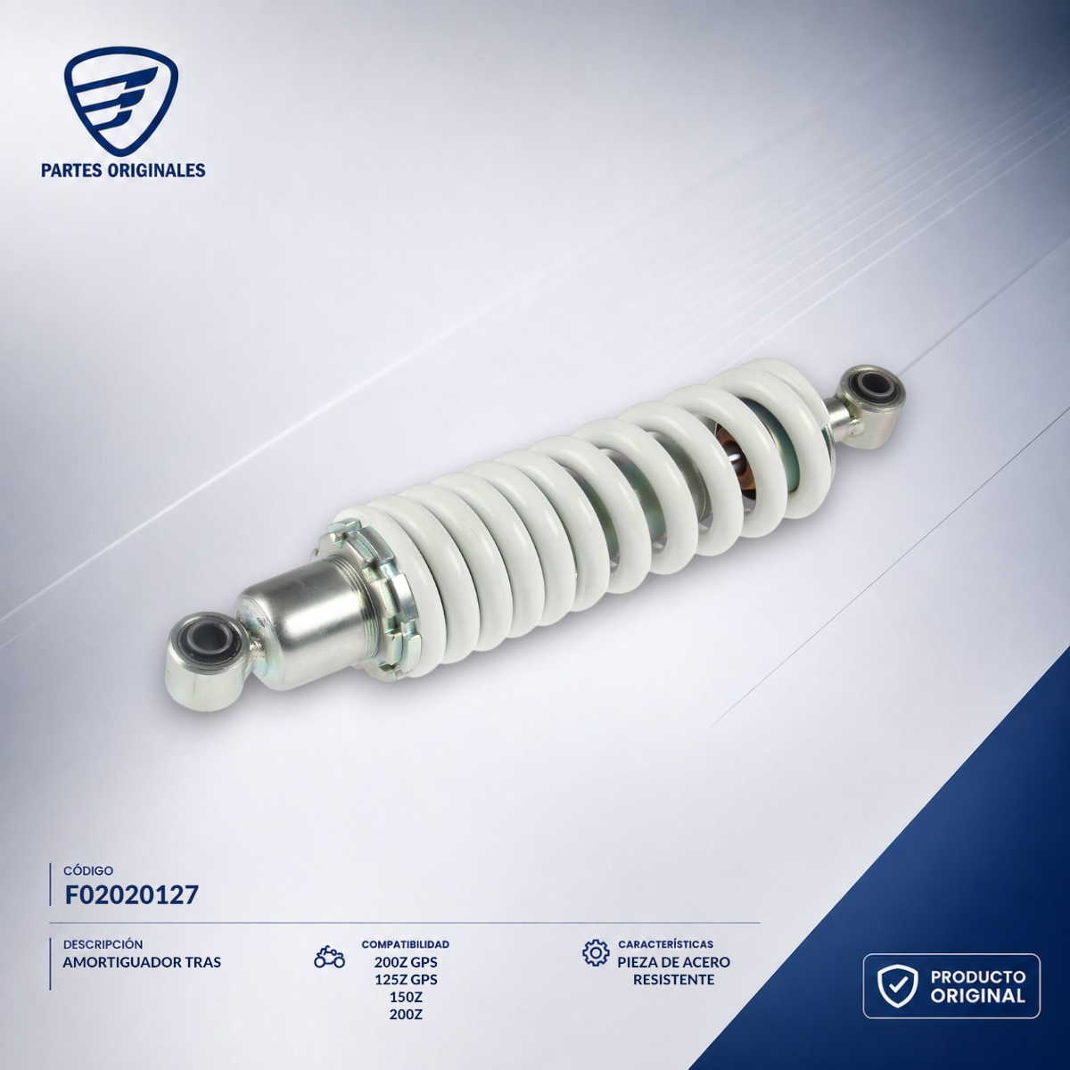 F02020127 IAMO046 AMORTIGUADOR TRAS BLANCO 150Z, 200Z