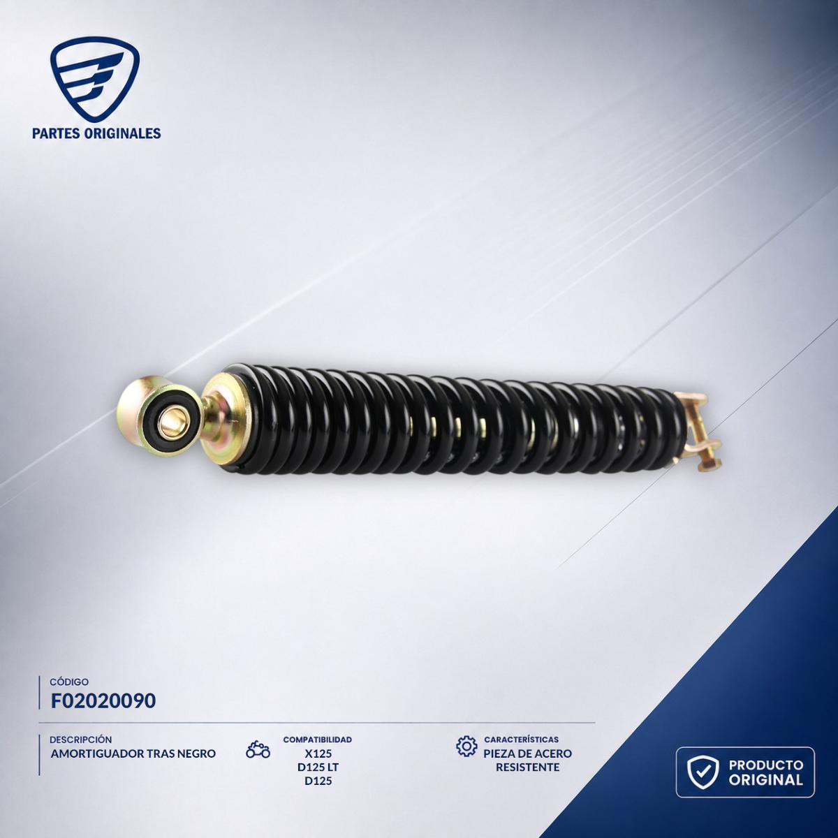 F02020090 IAMO051 AMORTIGUADOR TRAS NEGRO D125, D125 LT