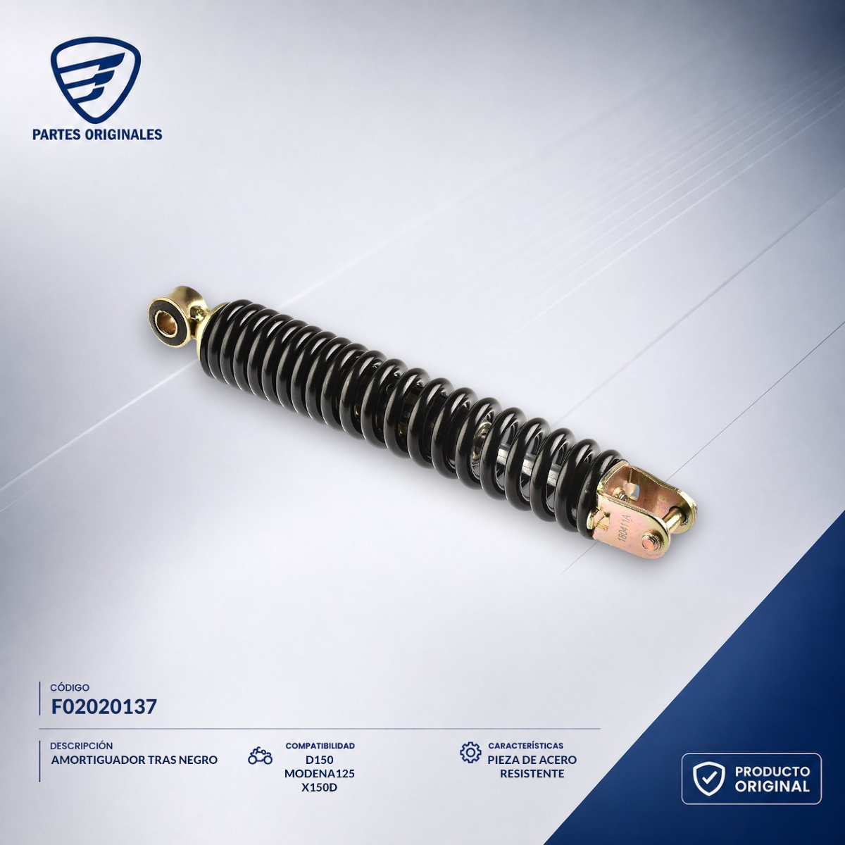 F02020137 IAMO056 AMORTIGUADOR TRAS NEGRO D150, X150D