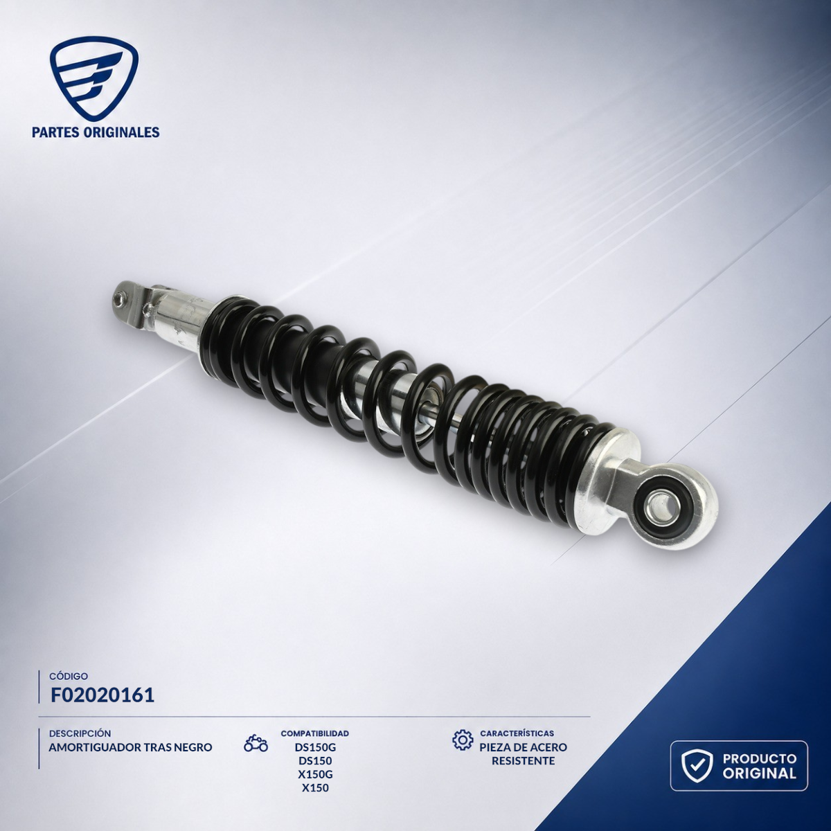 F02020161 IAMO062 AMORTIGUADOR TRAS NEGRO DS150, X150, DS150G, X150G