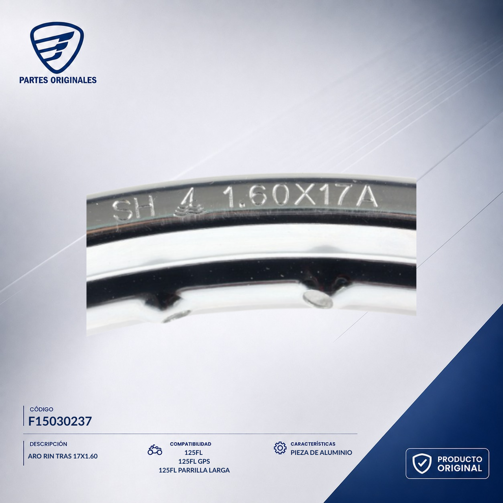 F15030237 IARO026 ARO RIN TRAS 17X1.60 125FL, 125FLPL, 125FL GPS