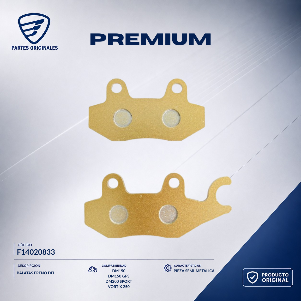 F14020039 IBAL006 BALATAS FRENO DEL 250SZ, ZDM200, DM250, DM150, DM200 SPORT, VORT-X 200, ZDM250