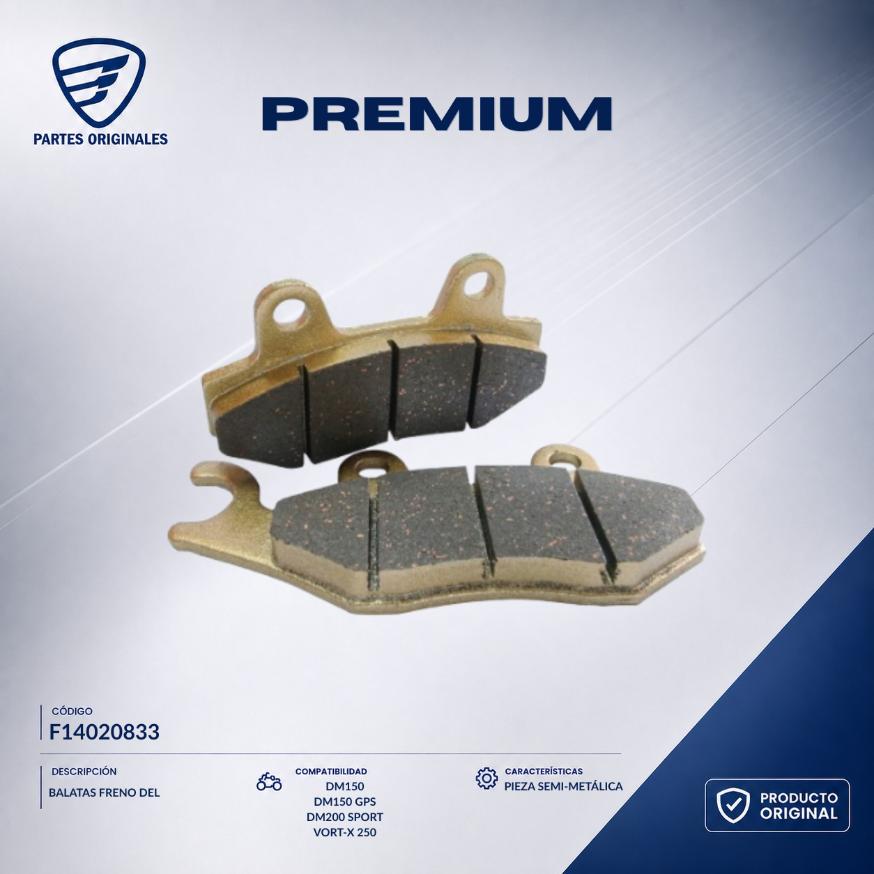 F14020039 IBAL006 BALATAS FRENO DEL 250SZ, ZDM200, DM250, DM150, DM200 SPORT, VORT-X 200, ZDM250
