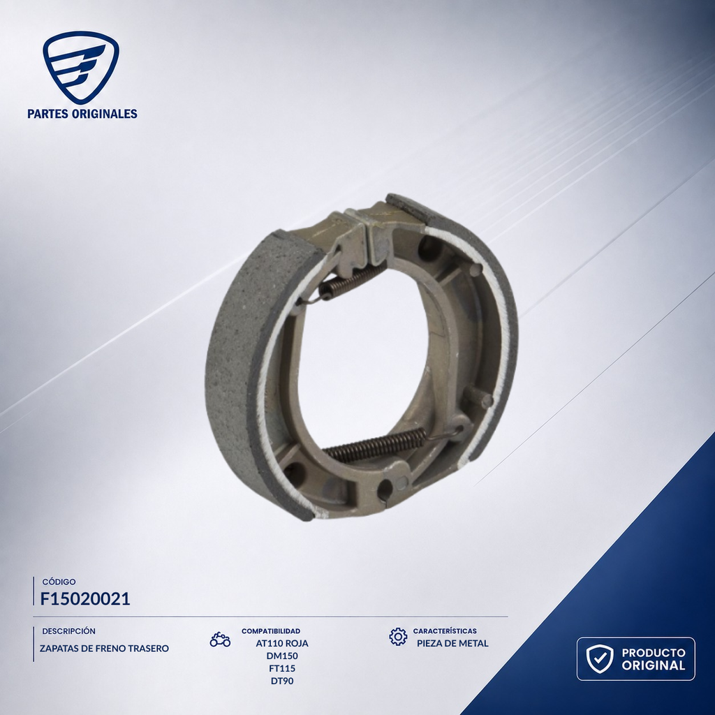 F15020021 IBAL018 ZAPATAS DE FRENO TRASERO DT110 DELIVERY, DT90, ST70, ST90, AT110LT, AT110RTLEDAB, AT125, DM150