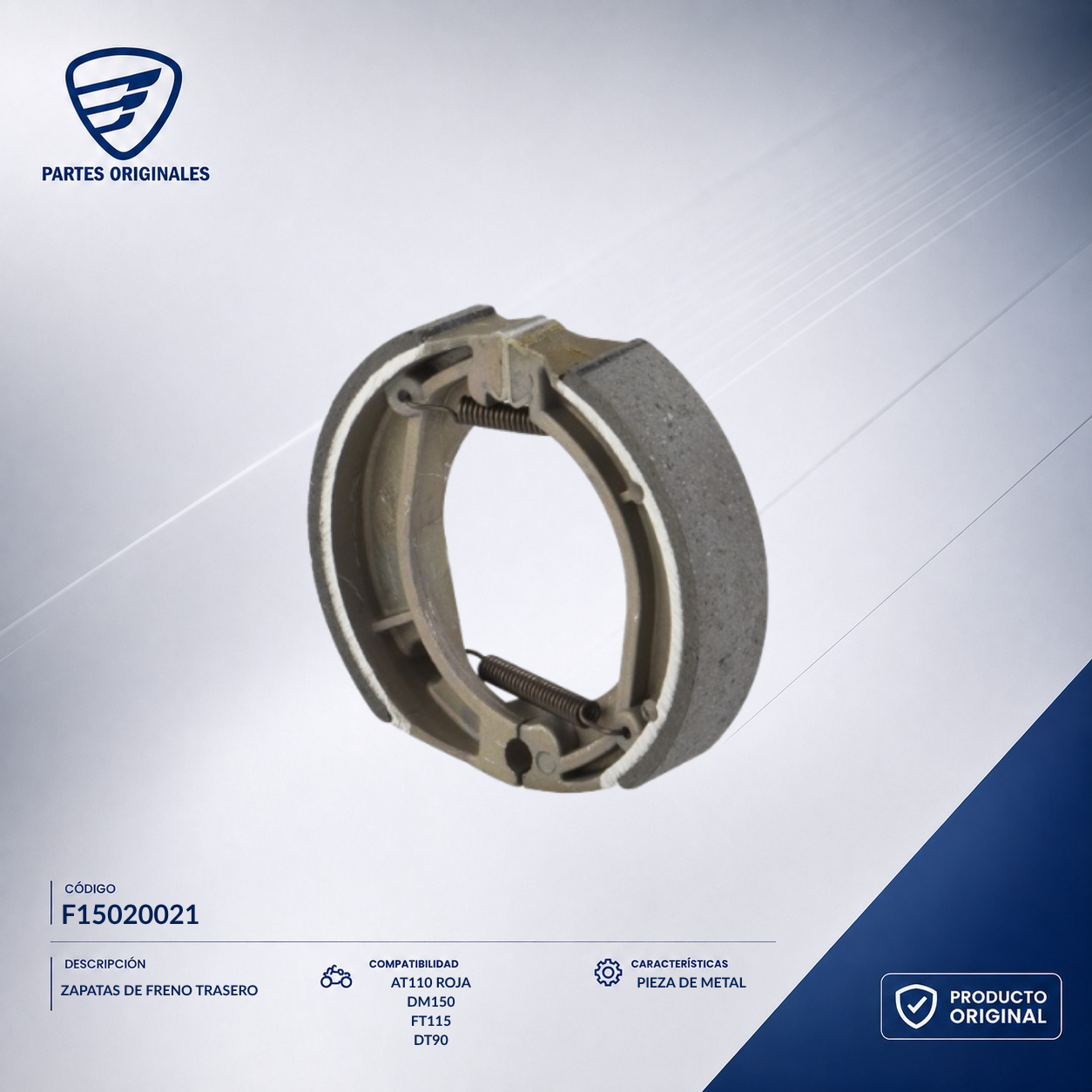 F15020021 IBAL018 ZAPATAS DE FRENO TRASERO DT110 DELIVERY, DT90, ST70, ST90, AT110LT, AT110RTLEDAB, AT125, DM150