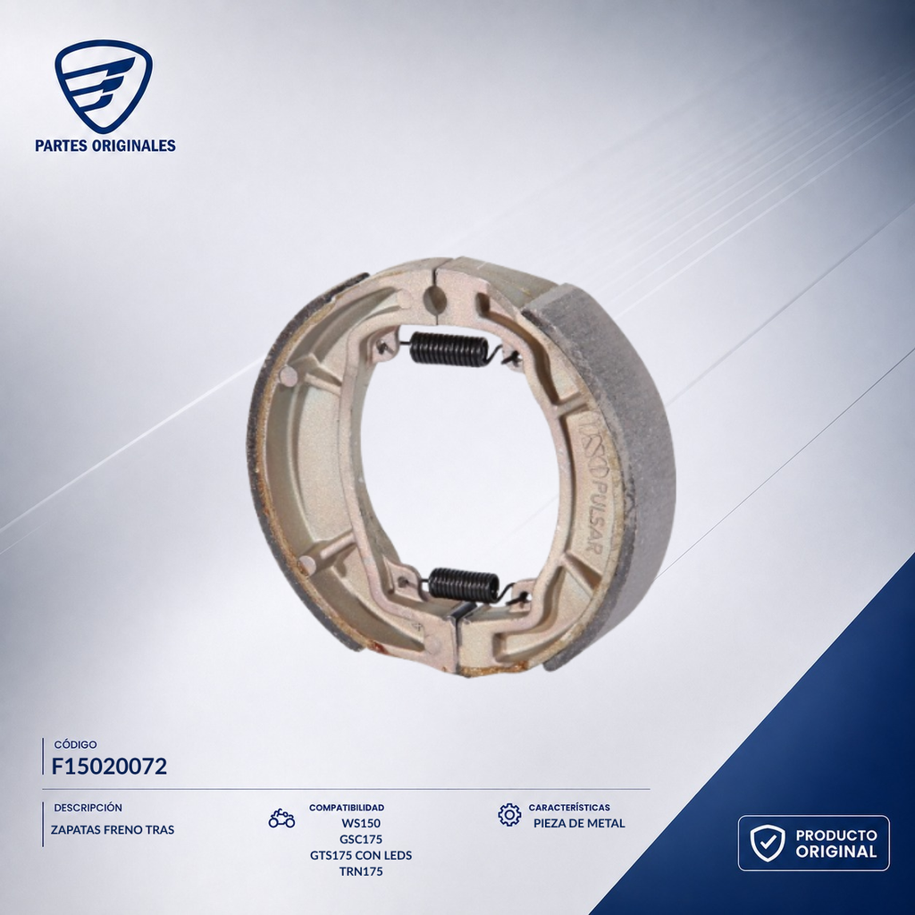 F15020072 IBAL020 ZAPATAS FRENO TRAS FT125/DS/GS/WS/GTS/RT/EX2/FT1GTK/DT/DS150  VENTO RYDER 150