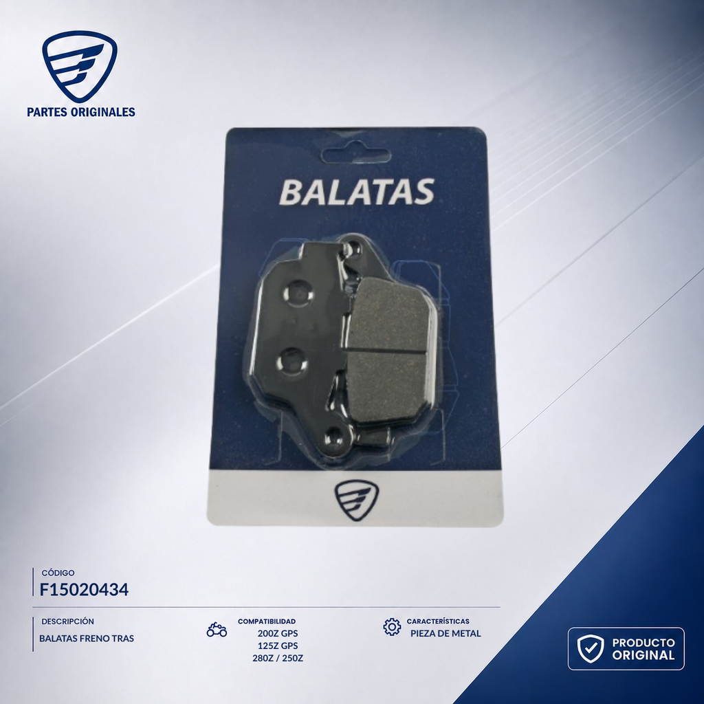 F15020434 IBAL025 BALATAS FRENO TRAS 170Z, 200Z, 250SZ, 250Z, 250Z NEGRA, BLACKBIRD, RT200, RT200GP, V200, VX250, VX250 EFI, 250SZ