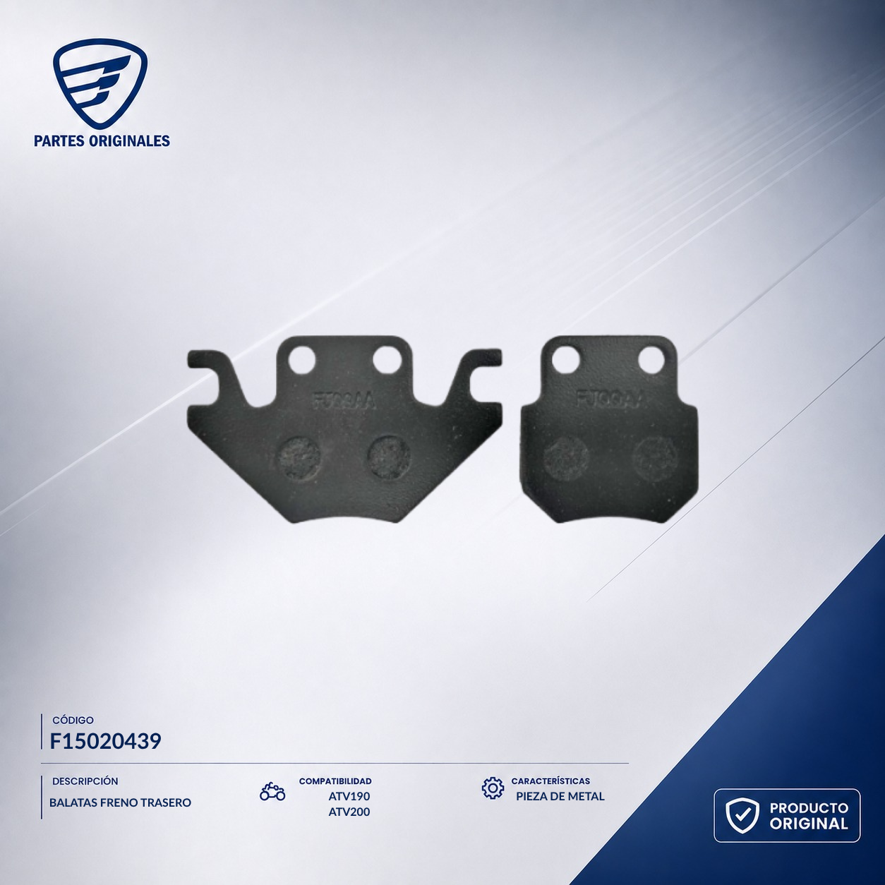 F15020439 IBAL045 BALATAS FRENO TRASERO ATV190