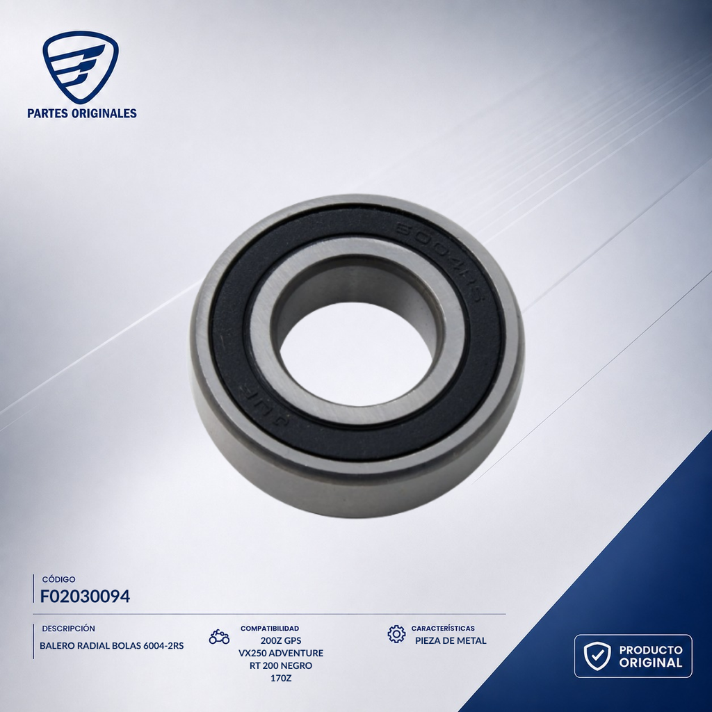 F02030094 IBAL067 BALERO RADIAL BOLAS 6004-2RS 125Z, 170Z, DT125 CLASICA, DT125 SPORT, FT125, FT125 CHAKARERA, FT125 CLASICA, FT125 NEW SPORT, FT125 RASURADA, FT125 SPORT, FT125TS, FT150S, FT150TS, 125ZH, 200Z, DT150 CLASICA, 150Z, FT200