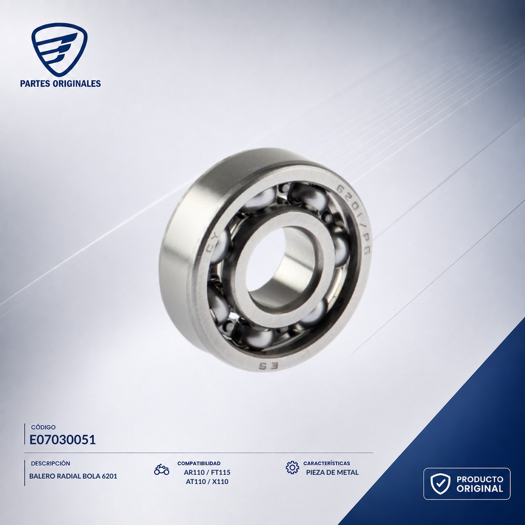 E07030051 IBAL096 BALERO RADIAL BOLA 6201 DT110 DELIVERY, FT115, X110, 125FL, AT125, 125FLPL, RAT110, AT110RTLEDAB, XT125RT, 125FL GPS, AT110LT, AT125RT