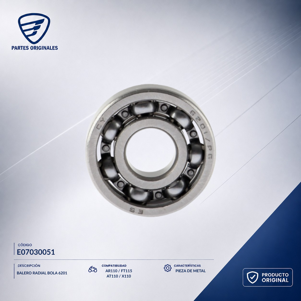 E07030051 IBAL096 BALERO RADIAL BOLA 6201 DT110 DELIVERY, FT115, X110, 125FL, AT125, 125FLPL, RAT110, AT110RTLEDAB, XT125RT, 125FL GPS, AT110LT, AT125RT