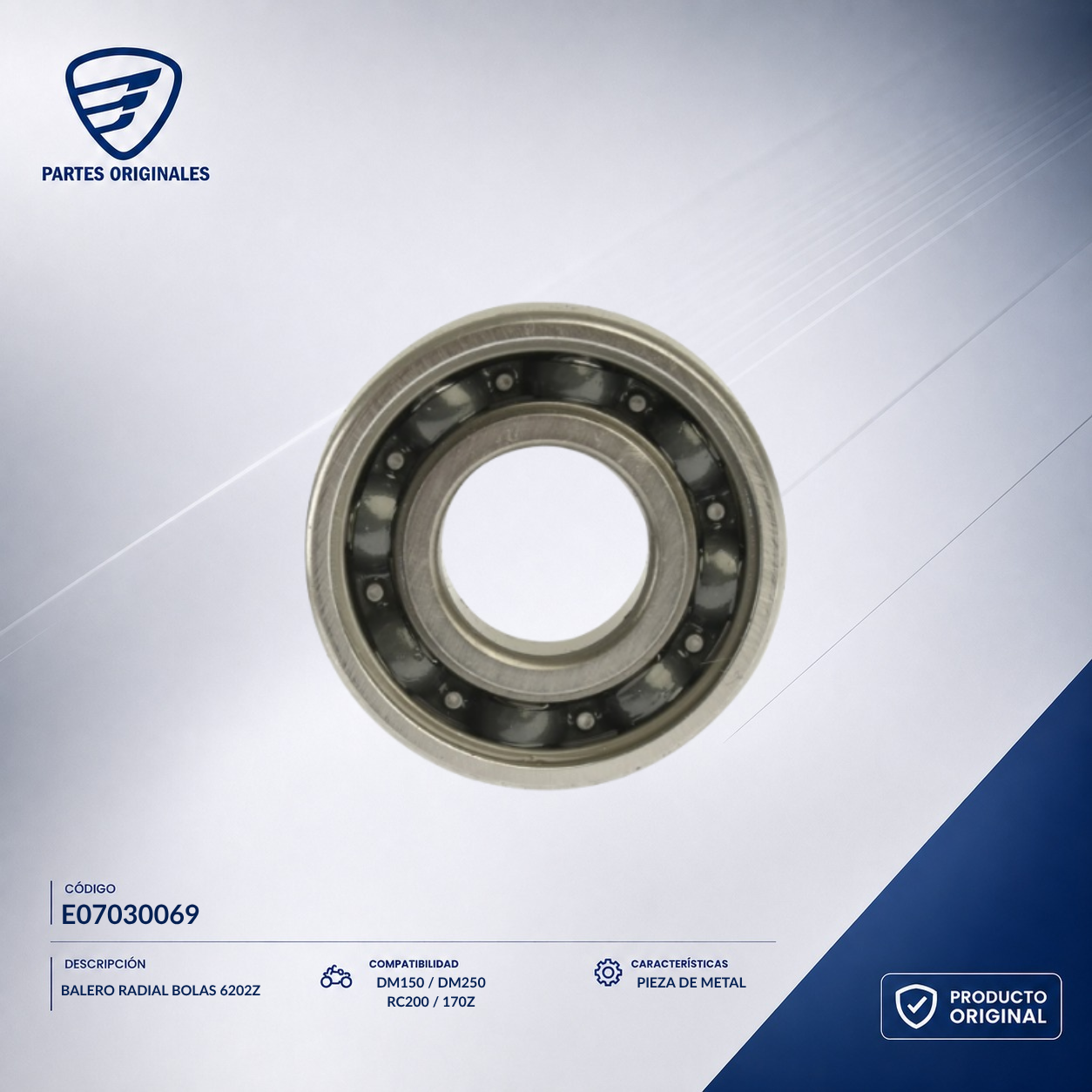 E07030069 IBAL100 BALERO RADIAL BOLAS 6202Z TITAN, ZDM250, 150Z, ATV150 CON REVERSA, ATV200MX, DM150, DM250X, DT150 CLASICA, DT150 DELIVERY, FT125, FT150, FT150 GRAFITO, FT150TS, FT200, RC200 NEGRA