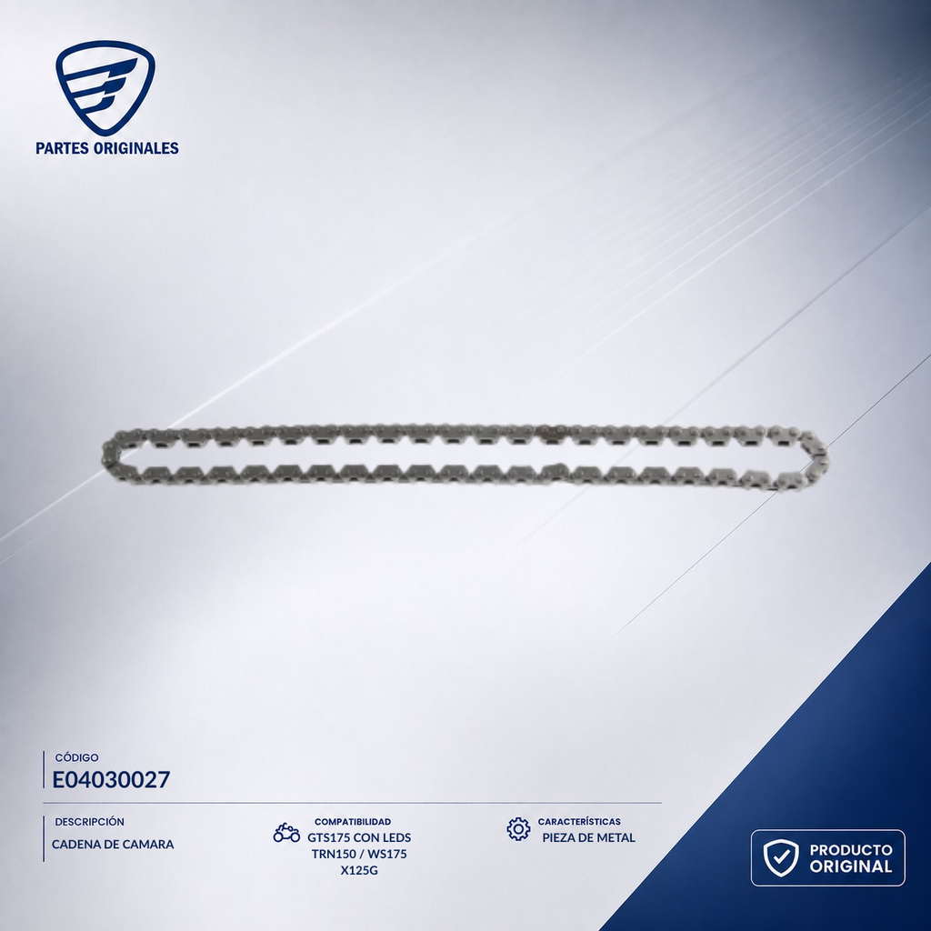 E04030027 ICAD026 CADENA DE CAMARA CS125/DS150 45  MOTONETAS, GTS175 CON LEDS, TRN150, WS175, X125G