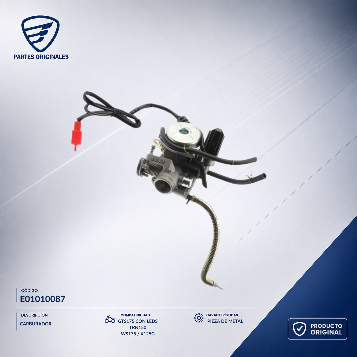 E01010087 ICAR003 CARBURADOR D125, DSG125, VGO125, VITALIA125, X150, W150, D125 LT, D150, D150LT, DS150