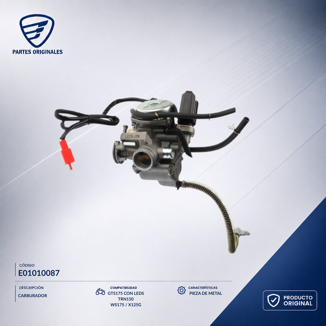 E01010087 ICAR003 CARBURADOR D125, DSG125, VGO125, VITALIA125, X150, W150, D125 LT, D150, D150LT, DS150