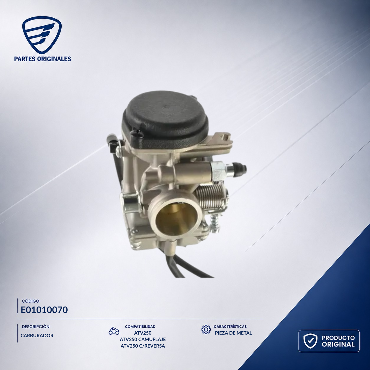 E01010070 ICAR009 CARBURADOR ATV250 CON REVERSA, ATV250LSNEGRA