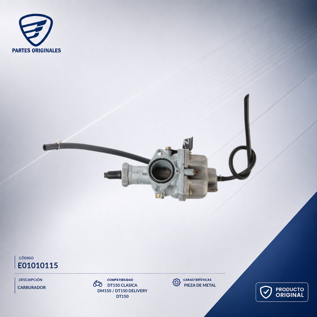 E01010115 ICAR039 CARBURADOR F150, DT150 BASIC, FT150 GRAFITO, DT150 DELIVERYH, DT150 CLASICA, DM150, FT150TS