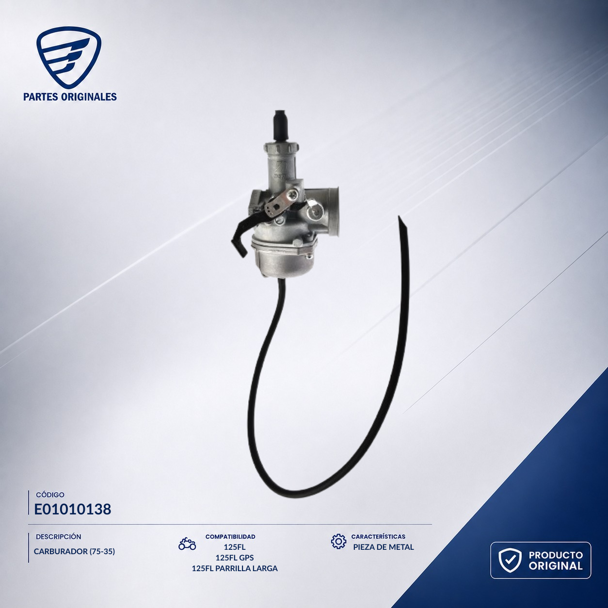 E01010138 ICAR053 CARBURADOR (75-35) 125FL, 125FLPL, 125FL GPS